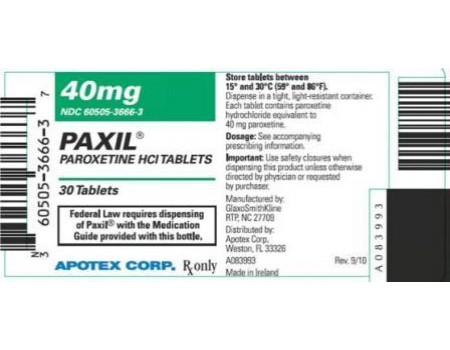 Paxil/Seroxat 40 mg. 30 tablets